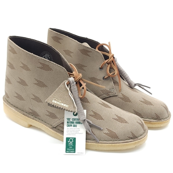 Clarks Original\'s Men\'s Desert Boot Grey Interest Suede Size 10.5 Gum Sole Comfy main image 12